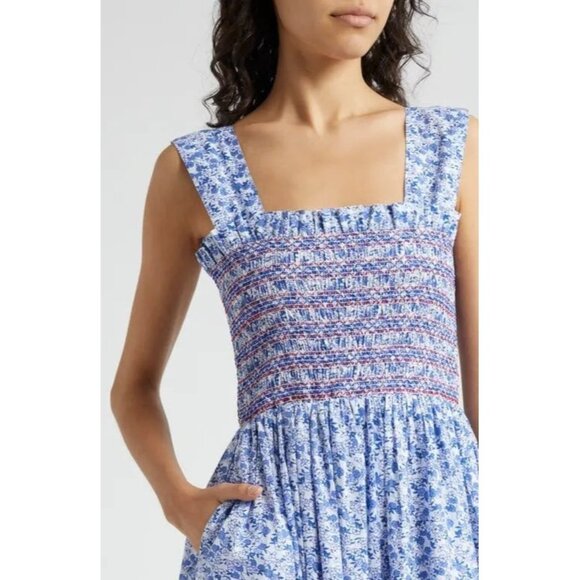 🆕 Mille Garden Smocked Floral Midi Dress Cotton Medium 6-8 - Picture 4 of 12